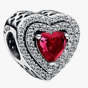 Sparkling Red Leveled Heart S925 European Charm
